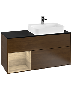 Villeroy und Boch Finion Villeroy und Boch Finion F392PCGN 120cm, cover plate black matt, shelf left Oak Veneer , Oak Veneer veneer