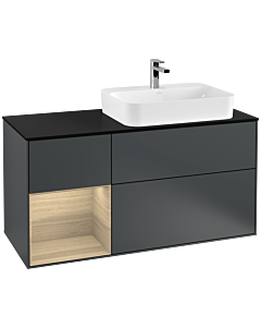 Villeroy und Boch Finion Villeroy und Boch Finion F392PCHG 120cm, cover plate black matt, shelf on the left Oak Veneer , midnight Blue Matt Lacquer
