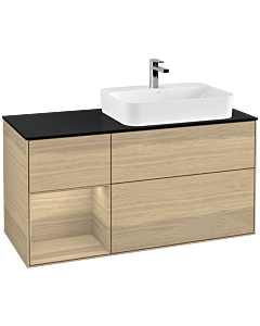 Villeroy und Boch Finion Villeroy und Boch F392PCPC 120cm, plaque de finition noir mat, étagère à gauche Oak Veneer , Oak Veneer