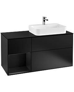 Villeroy und Boch Finion Villeroy und Boch Finion F392PDPD 120cm, cover plate black matt, shelf left black matt lacquer, black matt lacquer