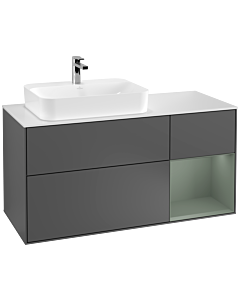 Villeroy und Boch Finion Villeroy und Boch Finion F401GMGK 120cm, cover plate white matt, shelf right Olive Matt Lacquer , anthracite matt