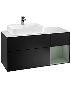 Villeroy und Boch Finion Villeroy und Boch Finion F401GMPD 120cm, cover plate white matt, shelf on the right Olive Matt Lacquer , black matt lacquer