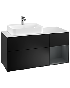 Villeroy und Boch Finion Villeroy und Boch F401HGPD 120cm, plaque de recouvrement blanc mat, étagère droite Midnight Blue Matt Lacquer , laqué noir mat