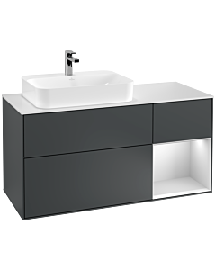 Villeroy und Boch Finion Villeroy und Boch F401MTHG 120cm, couvercle blanc mat, étagère à droite laqué blanc mat, Midnight Blue Matt Lacquer