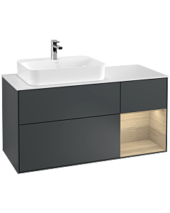 Villeroy und Boch Finion Villeroy und Boch Finion F401PCHG 120cm, cover plate white matt, shelf on the right Oak Veneer , midnight Blue Matt Lacquer