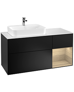 Villeroy und Boch Finion Villeroy und Boch F401PCPD 120cm, plaque de finition blanc mat, étagère à droite Oak Veneer , laqué noir mat