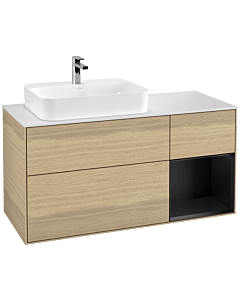 Villeroy und Boch Finion Villeroy und Boch Finion F401PDPC 120cm, cover plate white matt, shelf on the right black matt lacquer, Oak Veneer