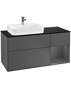 Villeroy und Boch Finion Villeroy und Boch F402GKGK 120cm, plaque de finition noir mat, étagère droite Anthracite mat, Anthracite mat