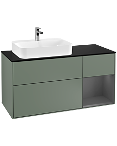 Villeroy und Boch Finion Villeroy und Boch F402GKGM 120cm, plaque de finition noir mat, étagère à droite Anthracite mat, Olive Matt Lacquer