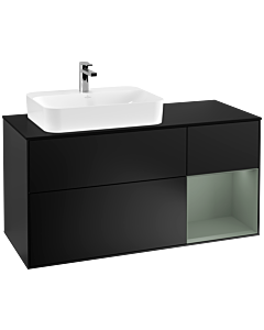 Villeroy und Boch Finion Villeroy und Boch Finion F402GMPD 120cm, cover plate black matt, shelf on the right Olive Matt Lacquer , black matt lacquer