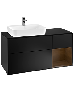 Villeroy und Boch Finion Villeroy und Boch Finion F402GNPD 120cm, cover plate black matt, shelf on the right walnut veneer, black matt lacquer