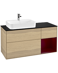 Villeroy und Boch Finion Villeroy und Boch Finion F402HBPC 120cm, cover plate black matt, shelf on the right Peony , Oak Veneer