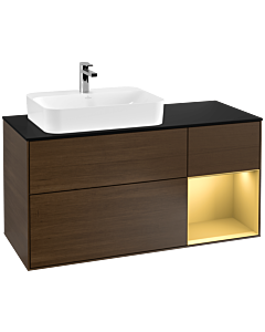 Villeroy und Boch Finion Villeroy und Boch Finion F402HFGN 120cm, cover plate black matt, shelf on the right gold matt, walnut veneer