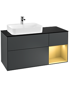 Villeroy und Boch Finion Villeroy und Boch Finion F402HFHG 120cm, cover plate matt black, shelf on the right matt gold, midnight Blue Matt Lacquer