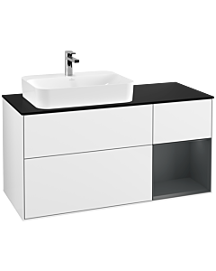 Villeroy und Boch Finion Villeroy und Boch F402HGGF 120cm, couvercle noir mat, étagère à droite Midnight Blue Matt Lacquer , laqué blanc brillant