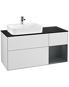 Villeroy und Boch Finion Waschtischunterschrank F402HGMT 120cm, Abdeckplatte black matt, Regal rechts Midnight Blue Matt Lacquer, White matt lacquer