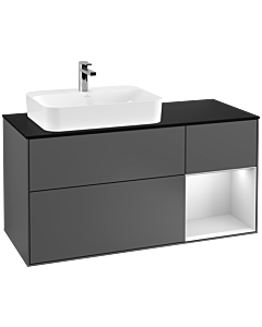 Villeroy und Boch Finion Villeroy und Boch Finion F402MTGK 120cm, cover plate black matt, shelf on the right white matt lacquer, anthracite matt
