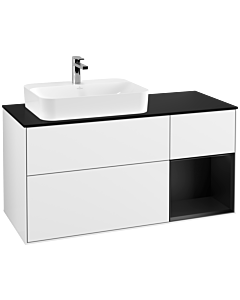 Villeroy und Boch Finion Villeroy und Boch Finion F402PDGF 120cm, cover plate black matt, shelf on the right black matt lacquer, glossy white lacquer