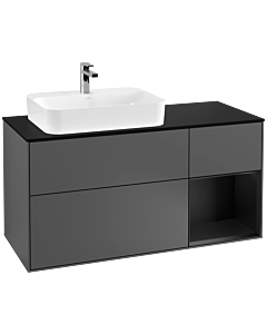 Villeroy und Boch Finion Villeroy und Boch Finion F402PDGK 120cm, cover plate black matt, shelf on the right black matt lacquer, anthracite matt