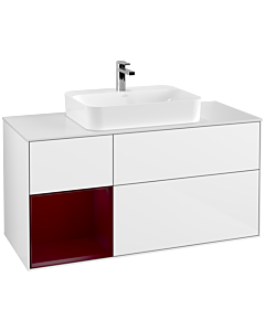 Villeroy und Boch Finion Villeroy und Boch Finion F411HBGF 120cm, cover plate white matt, shelf left Peony , glossy white lacquer
