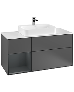 Villeroy und Boch Finion Villeroy und Boch Finion F411HGGK 120cm, cover plate white matt, shelf left Midnight Blue Matt Lacquer , anthracite matt
