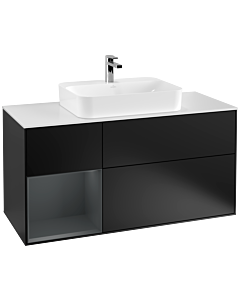 Villeroy und Boch Finion Villeroy und Boch Finion F411HGPD 120cm, cover plate white matt, shelf left Midnight Blue Matt Lacquer , black matt lacquer