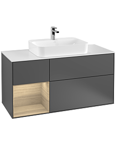 Villeroy und Boch Finion Villeroy und Boch Finion F411PCGK 120cm, cover plate white matt, shelf left Oak Veneer , anthracite matt