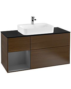 Villeroy und Boch Finion Villeroy und Boch Finion F412GKGN 120cm, cover plate black matt, shelf left anthracite matt, walnut veneer