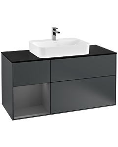 Villeroy und Boch Finion Villeroy und Boch Finion F412GKHG 120cm, cover plate black matt, shelf left anthracite matt, midnight Blue Matt Lacquer
