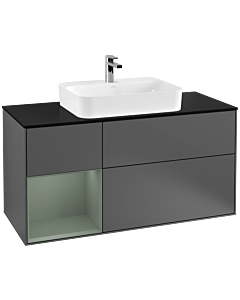 Villeroy und Boch Finion Villeroy und Boch F412GMGK 120cm, couvercle noir mat, étagère gauche Olive Matt Lacquer , anthracite mat