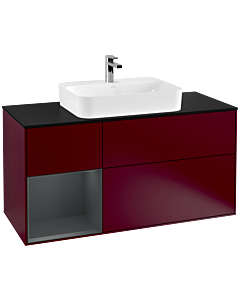 Villeroy und Boch Finion Villeroy und Boch Finion F412HGHB 120cm, cover plate black matt, shelf left Midnight Blue Matt Lacquer , Peony Matt