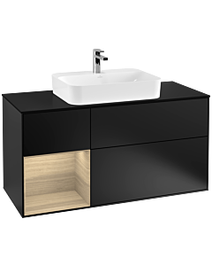Villeroy und Boch Finion Villeroy und Boch Finion F412PCPD 120cm, cover plate black matt, shelf left Oak Veneer , black matt lacquer