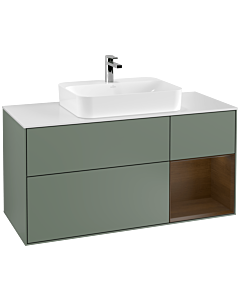 Villeroy und Boch Finion Villeroy und Boch Finion F421GNGM 120cm, cover plate white matt, shelf on the right Olive Matt Lacquer veneer, Olive Matt Lacquer