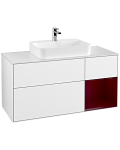 Villeroy und Boch Finion Villeroy und Boch Finion F421HBGF 120cm, cover plate white matt, shelf on the right Peony , glossy white lacquer