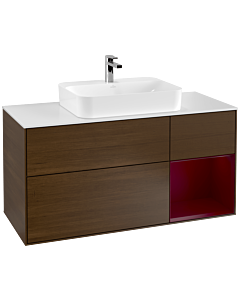 Villeroy und Boch Finion Villeroy und Boch Finion F421HBGN 120cm, cover plate white matt, shelf on the right Peony , Peony veneer