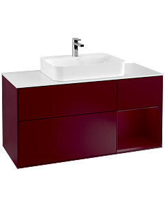 Villeroy und Boch Finion Waschtischunterschrank F421HBHB 120cm, Abdeckplatte white matt, Regal rechts Peony, Peony Matt