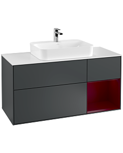 Villeroy und Boch Finion Villeroy und Boch F421HBHG 120cm, plaque de finition blanc mat, étagère à droite Peony , Midnight Blue Matt Lacquer