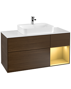 Villeroy und Boch Finion Villeroy und Boch Finion F421HFGN 120cm, cover plate white matt, shelf on the right gold matt, walnut veneer