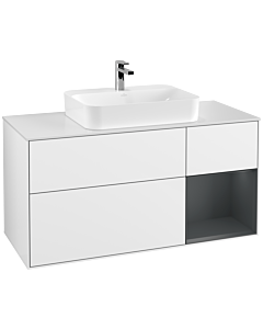 Villeroy und Boch Finion Villeroy und Boch Finion F421HGGF 120cm, cover plate white matt, shelf on the right Midnight Blue Matt Lacquer , glossy white lacquer