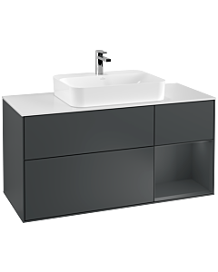 Villeroy und Boch Finion Waschtischunterschrank F421HGHG 120cm, Abdeckplatte white matt, Regal rechts Midnight Blue Matt Lacquer, Midnight Blue Matt Lacquer