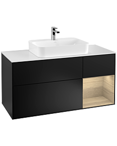 Villeroy und Boch Finion Villeroy und Boch Finion F421PCPD 120cm, cover plate white matt, shelf on the right Oak Veneer , black matt lacquer
