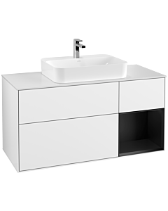 Villeroy und Boch Finion Villeroy und Boch Finion F421PDGF 120cm, cover plate white matt, shelf on the right black matt lacquer, glossy white lacquer