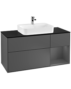 Villeroy und Boch Finion Villeroy und Boch F422GKGK 120cm, plaque de finition noir mat, étagère à droite Anthracite mat, Anthracite mat
