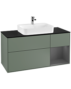 Villeroy und Boch Finion Villeroy und Boch Finion F422GKGM 120cm, cover plate black matt, shelf on the right anthracite matt, Olive Matt Lacquer