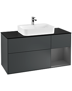 Villeroy und Boch Finion Villeroy und Boch F422GKHG 120cm, plaque de finition noir mat, étagère à droite Anthracite mat, Midnight Blue Matt Lacquer