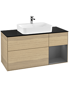 Villeroy und Boch Finion Villeroy und Boch F422GKPC 120cm, plaque de finition noir mat, étagère à droite Anthracite mat, Oak Veneer