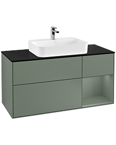 Villeroy und Boch Finion Villeroy und Boch Finion F422GMGM 120cm, cover plate black matt, shelf on the right Olive Matt Lacquer , Olive Matt Lacquer