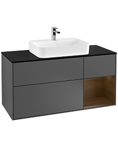 Villeroy und Boch Finion Villeroy und Boch Finion F422GNGK 120cm, cover plate black matt, shelf on the right walnut veneer, anthracite matt