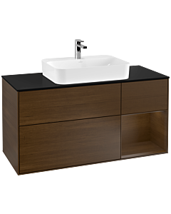 Villeroy und Boch Finion Villeroy und Boch Finion F422GNGN 120cm, cover plate black matt, shelf on the right walnut veneer, walnut veneer