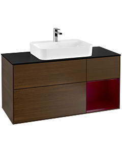 Villeroy und Boch Finion Villeroy und Boch F422HBGN 120cm, plaque de finition noir mat, étagère à droite Peony , placage Peony